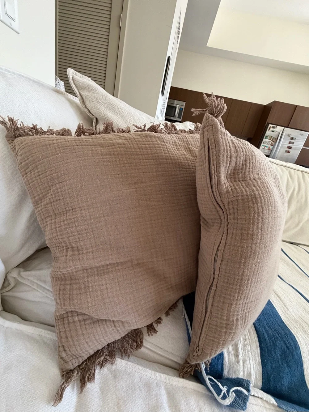 IKEA Brown/Tan Fringe Throw Pillows case (Set of 3)